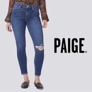 PAIGE Hoxton Ankle Ultra Skinny Samba Destructed Jean Size 28